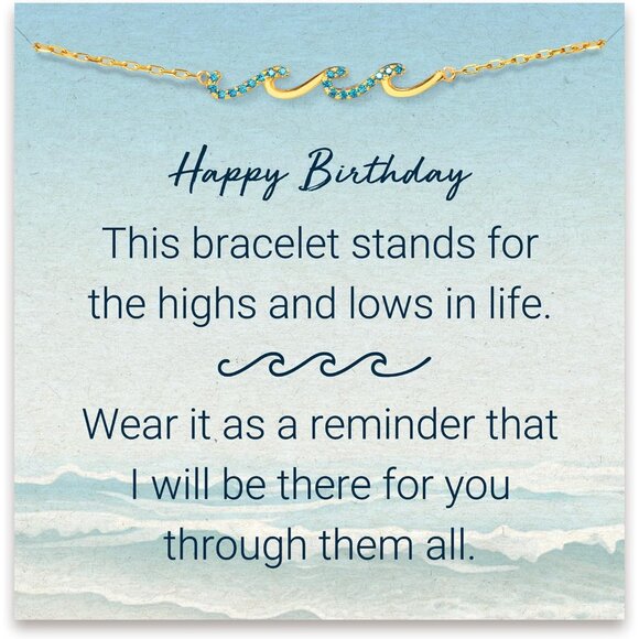 Elegant 18k Gold Plated Silver Wave Bracelet for Milestone Birthdays with Cubic